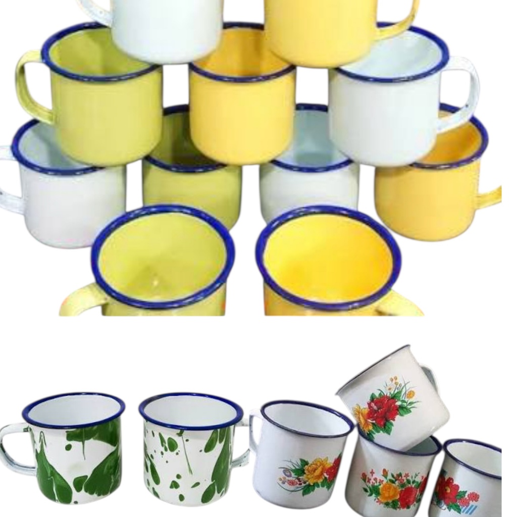 MUG ENAMEL CANGKIR ENAMEL MUG JADUL BLIRIK BURIK 7CM