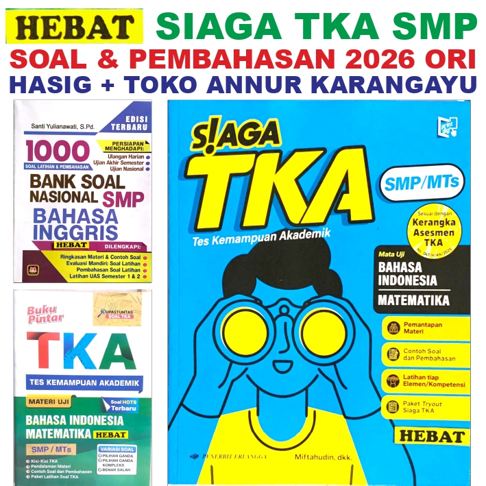 Hasig Siaga TKA SMP & Kunci Ori Erlangga 2026 Hebat Tes Kemampuan Akademik UJIAN SEKOLAH SMP / MTs F