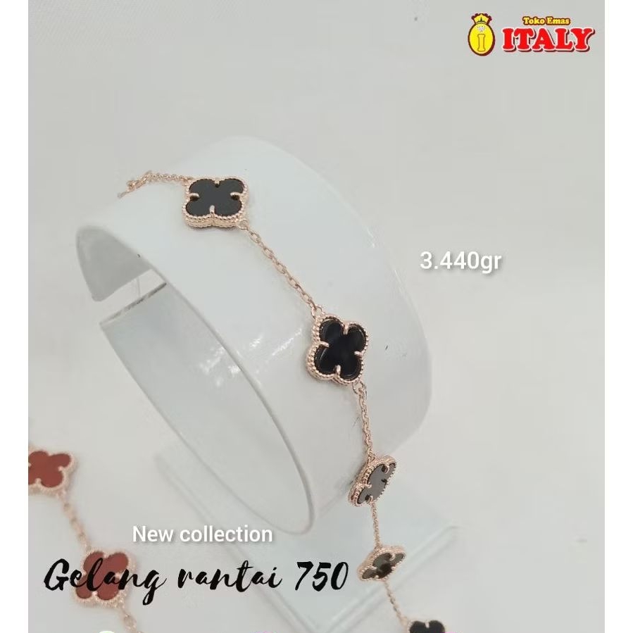 gelang emas tua variasi bunga hitam RG