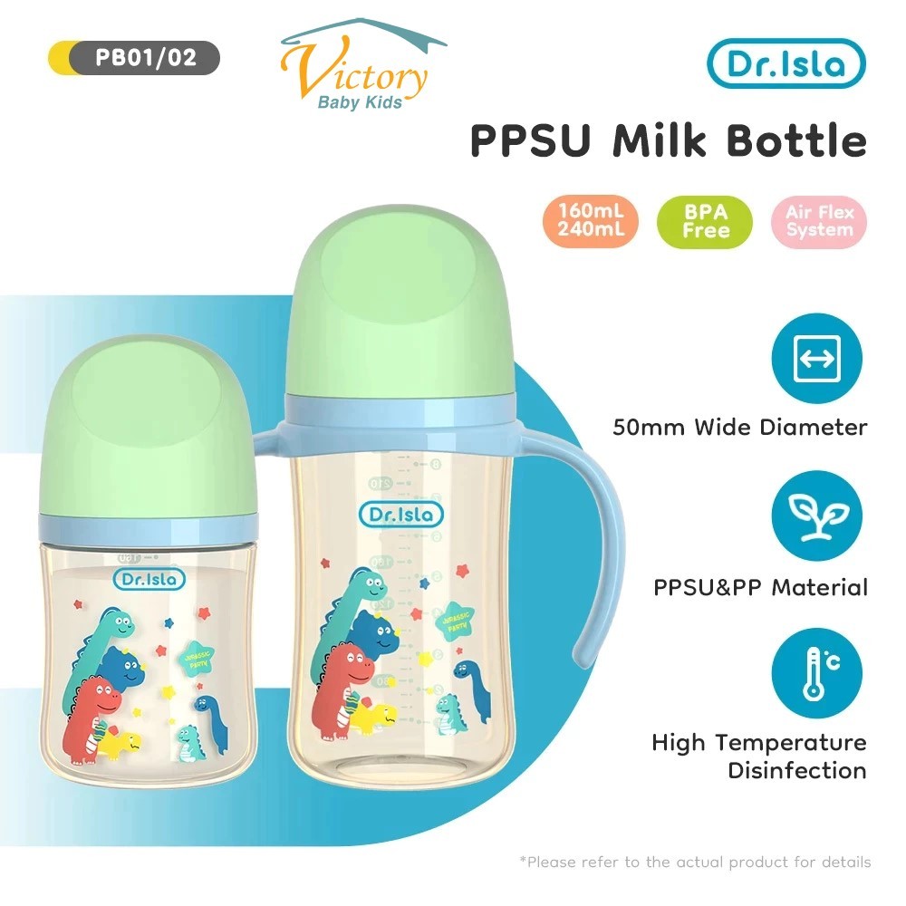 Dr.isla Dot Bayi Botol Susu PPSU 160ml 240ml  Green Botol Minum Bayi BPA Free Botol Bayi Newborn