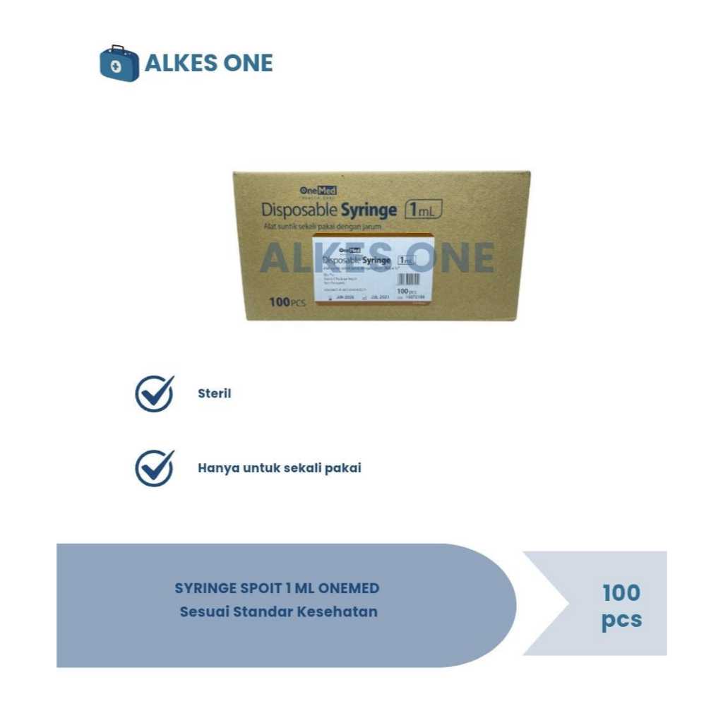Syringe Spuit Spoit 1 CC Onemed Perbox Isi 100