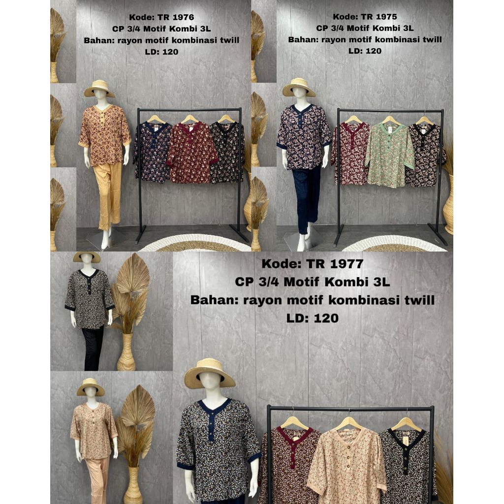 (100088) Agnes Cp jumbo kombi rayon 3/4 /bajudingin Ld besar