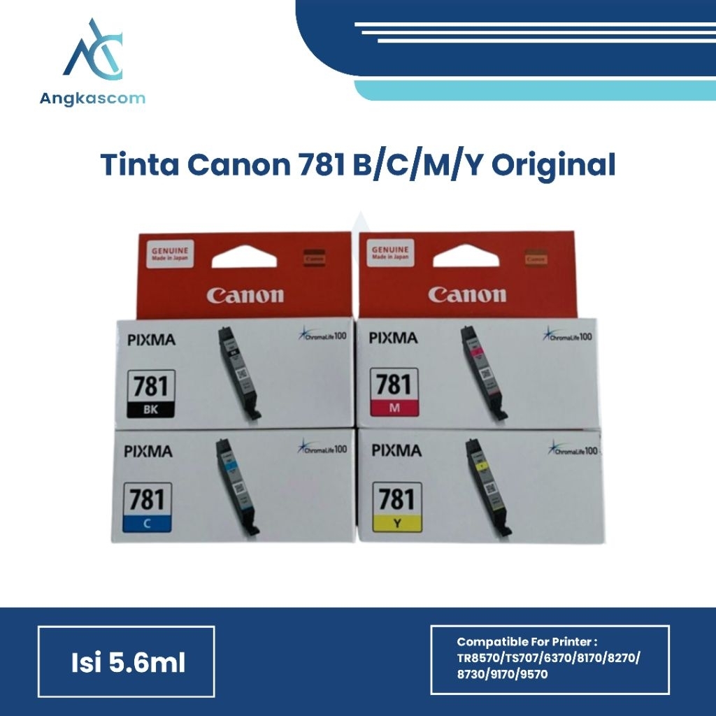 Tinta Canon 781 Black Cyan Magenta Yellow Original Ink Cartridge