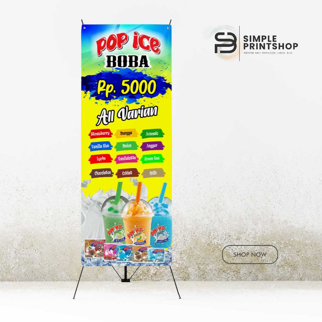 Spanduk Banner Pop Ice Boba BisaCustom Design