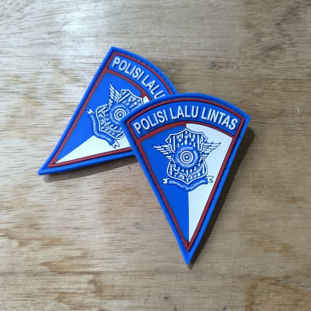 rubber patch logo polisi lalulintas tempelan emblem aksesoris karet