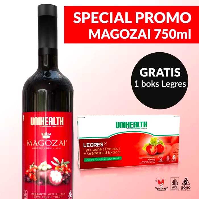 MAGOZAI 750ml GRATIS LEGRES ASLI 100% GARANSI ORIGINAL Distributor RESMI UNIHEALTH Manggis Gozi Acai
