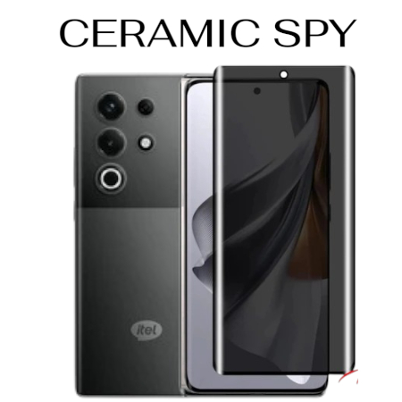 A Tempered CERAMIC CURVE ANTI SPY PRIVACY iTEL S25 ULTRA S23+ Plus + Antigores HP Privasi Black Gela
