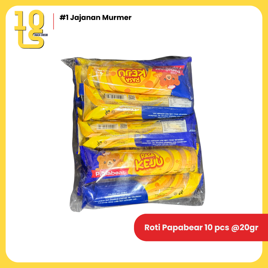 Roti Papabear Rasa Keju/Susu Enak Lembut Sarapan Anak isi 10 pcs x 20gr