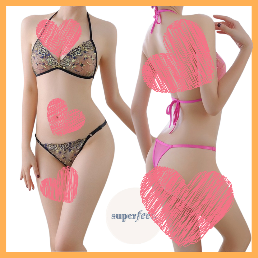 SFL LINGERIE SET SEXY WANITA TRANSPARAN CELANA DALAM BH BRA KOLOR SATU SET SEPASANG ATAS BAWAH LINJE