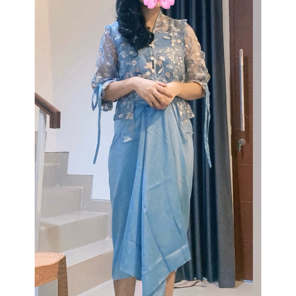 baju wanita dress biru