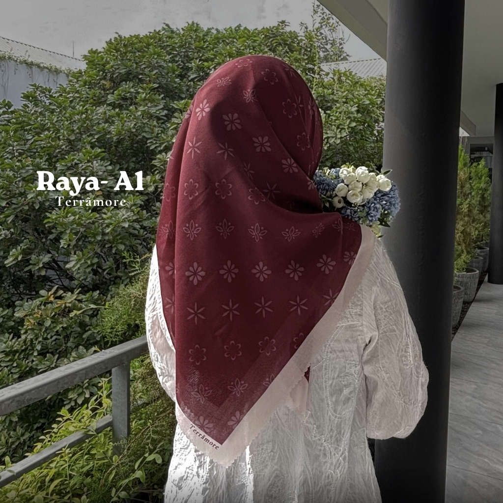Terramore Hijab Jilbab Segiempat Bahan Voal Premium - Motif Hijab Simpel - Hijab Merah Maroon Raya A