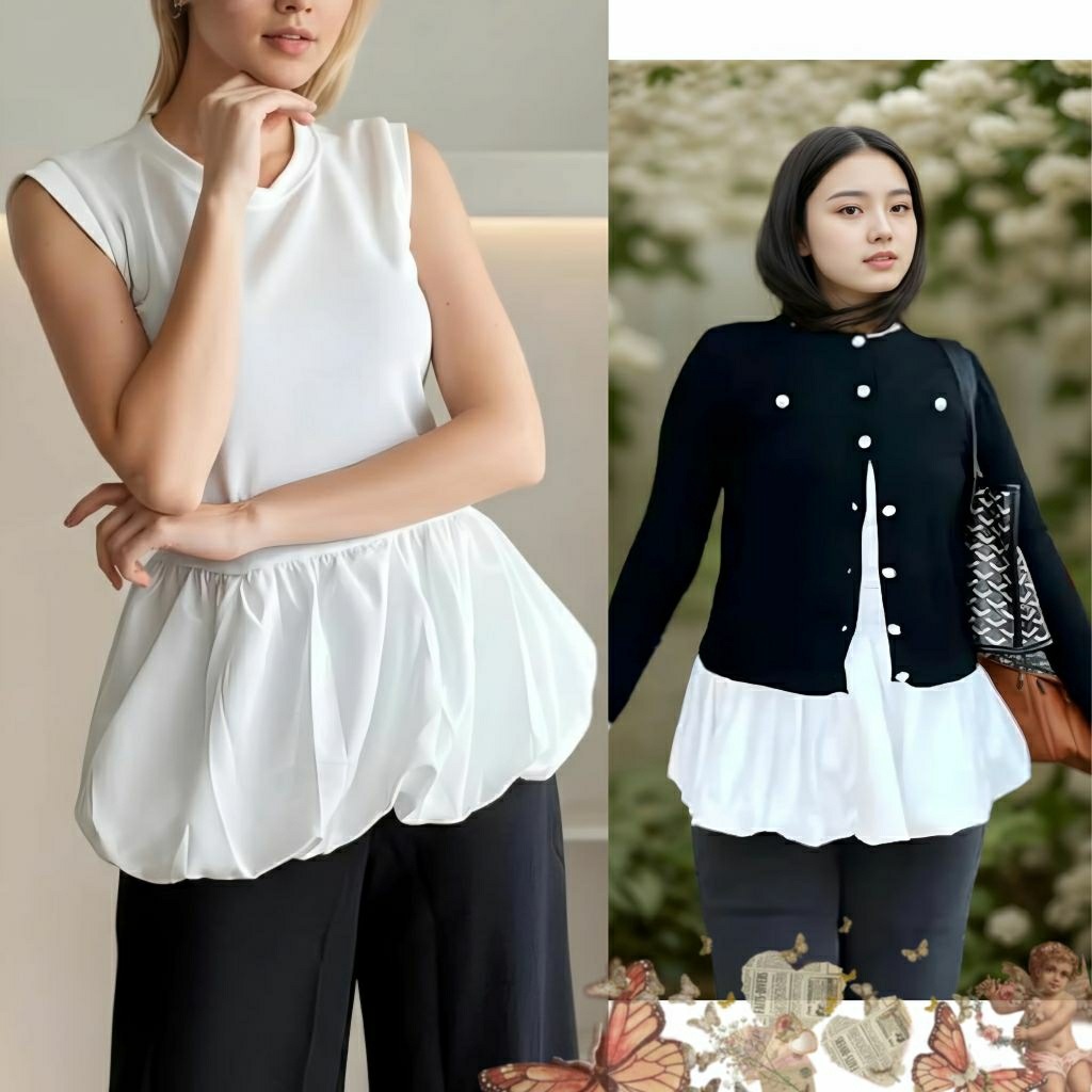 NIKOI TOP / Iner Buntung Balon / Atasan Wanita Terbaru / Top Dress Inner Premium / Blouse Ballon Kek