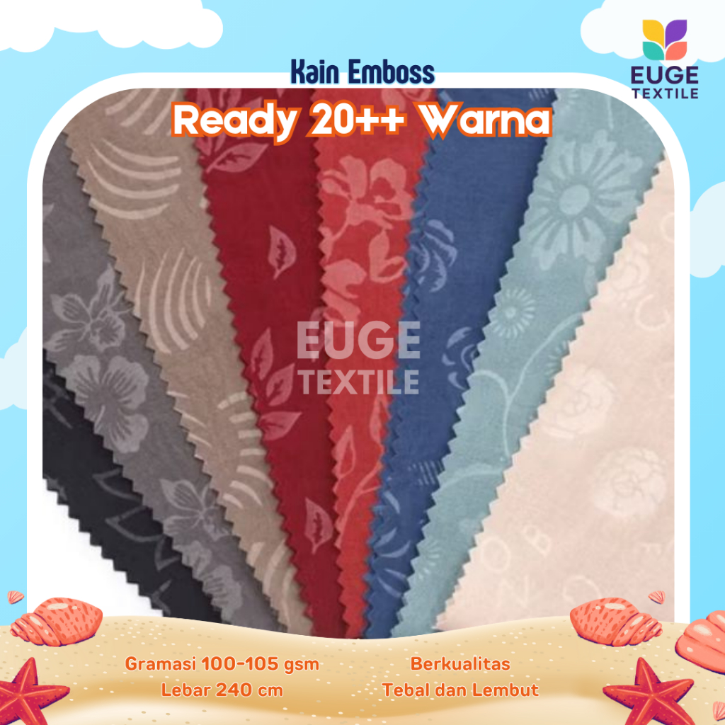 KAIN POLOS EMBOSS BAHAN SPREI GORDYN BEDCOVER PIYAMA KAIN EMBOSS TIMBUL PREMIUM 105 GSM