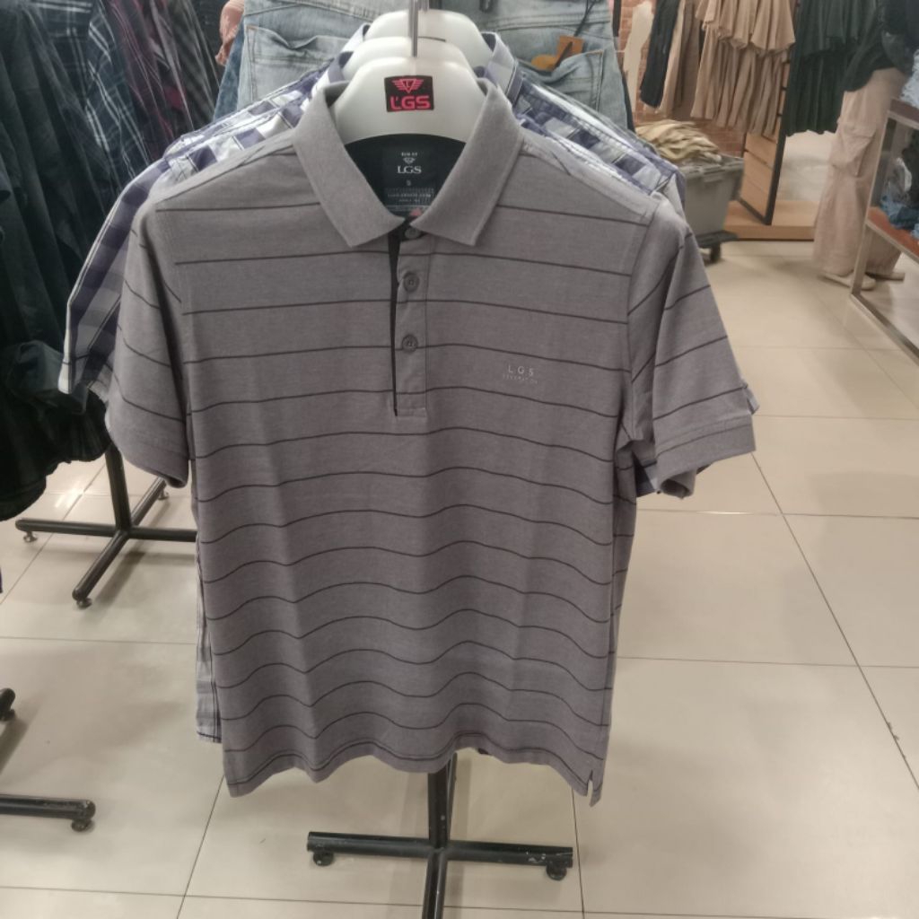 LGS KAOS POLO PRIA MOTIF GARIS-GARIS ORIGINAL