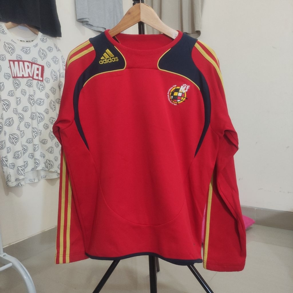 Kaos Jersey Bola Adidas Spain Spanyol 2008 Long Sleeve LS Size L Original Authentic