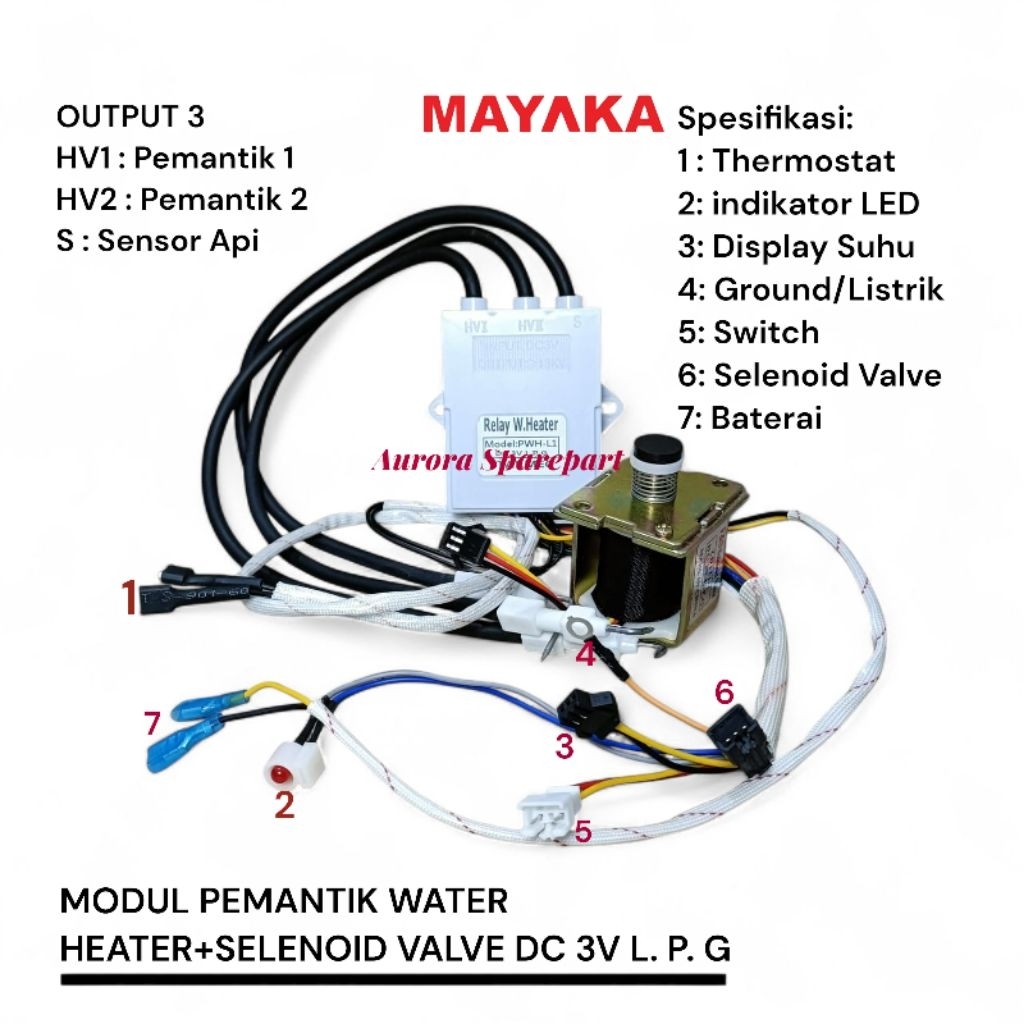 Water heater modul pemantik paket Selenoid DC 3V L. P. G Pemanas air gas MAYAKA