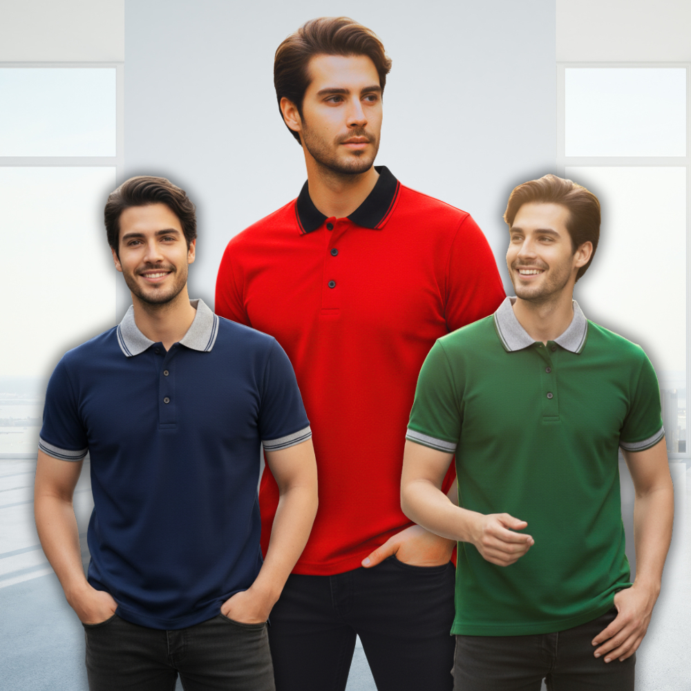 Paket 3pcs 100 Ribu Kaos Kerah Polos Nevada Pria Dewasa M L XL XXL Jumbo | Polo Shirt Kombinasi Leng