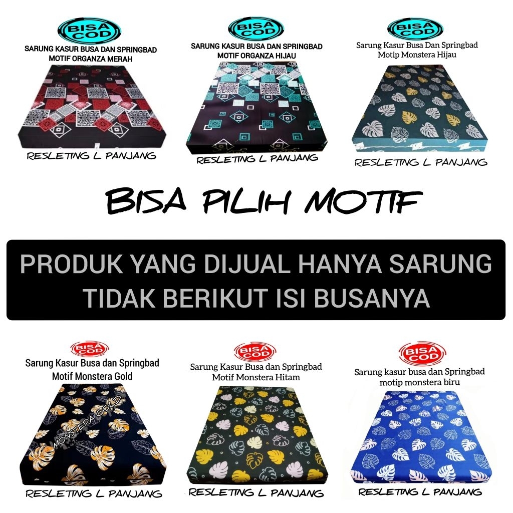 Sarung Kasur Busa Resleting Tebal 10 - 40 cm Ukuran 90x200 / 100x200 / 120x200 / 140x200 / 145x200 /