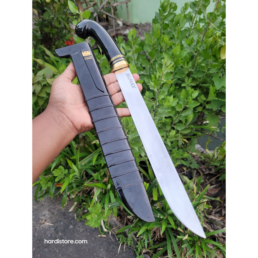 Pisau Sembelih 29,7 cm Baja ELMAX Powder Metalurgy Warangka Full Tanduk Kebo Hitam