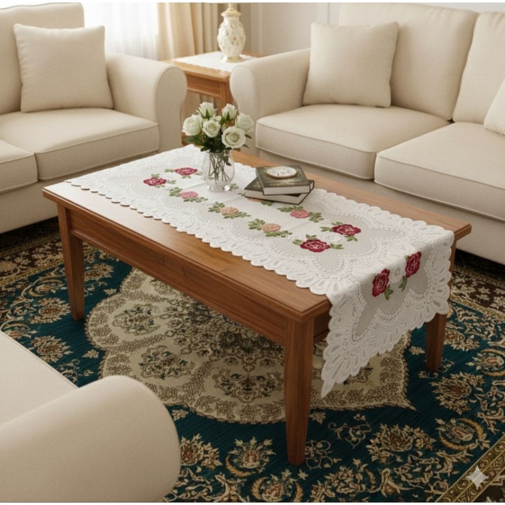 Taplak Meja Loper Taplak meja ruang tamu