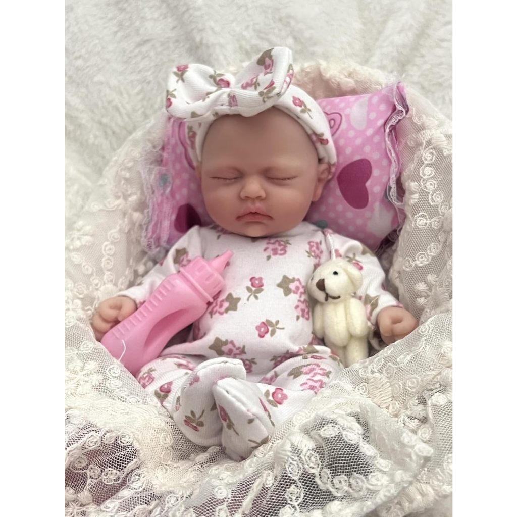 7 INCH REBORN BABY DOLL SILICONE DOLL GIRL BETTY, MINI REALISTIC NEWBORN BABY DOLLS SILICONE FULL
