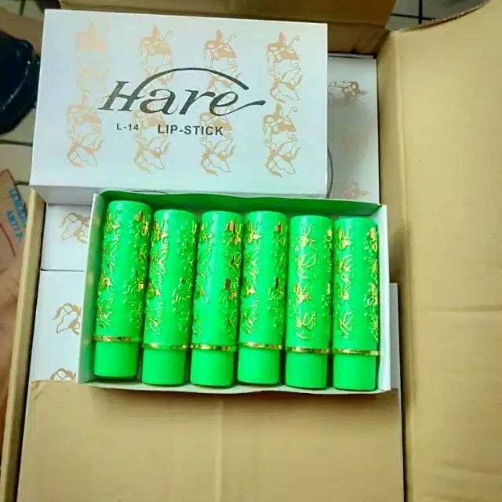 lipstik hare arab 6pcs warna hijau - merah muda