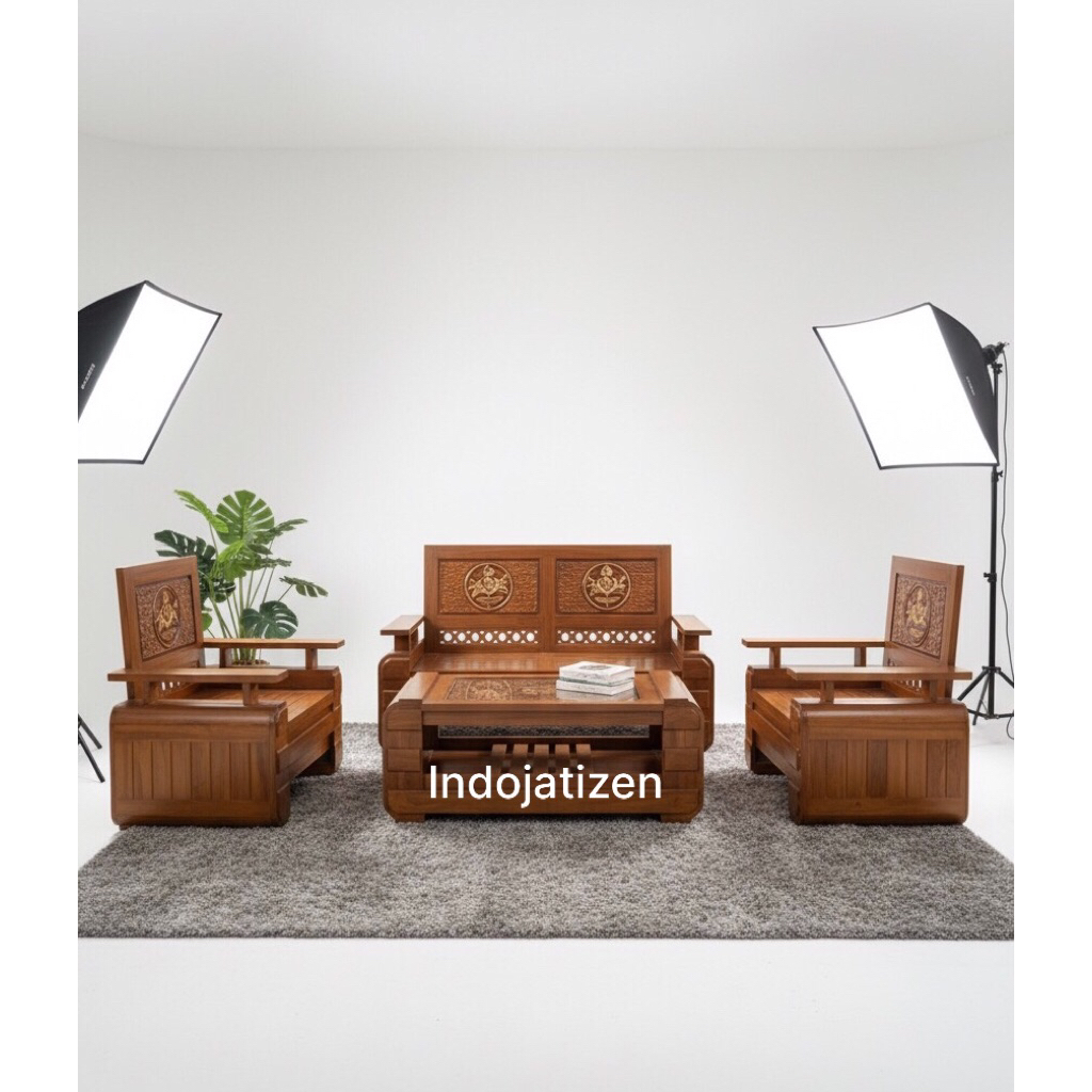 kursi tamu tanduk kayu jati formasi 2111
