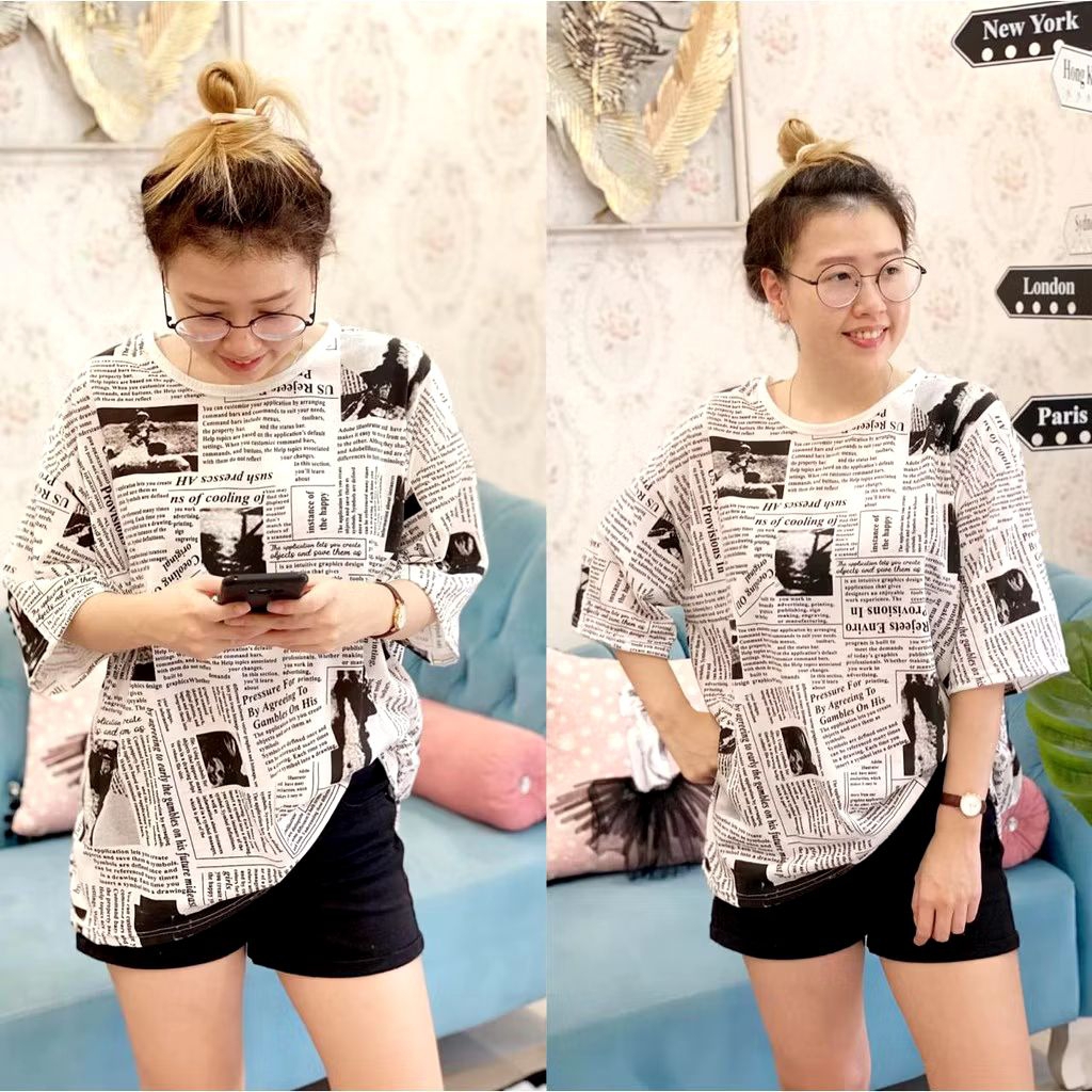 BISA COD Baju Magazine / Newspaper / Jumbo - Kaos Magazine - Kaos MotiF Koran kaos Oblong Jumbo Kaos