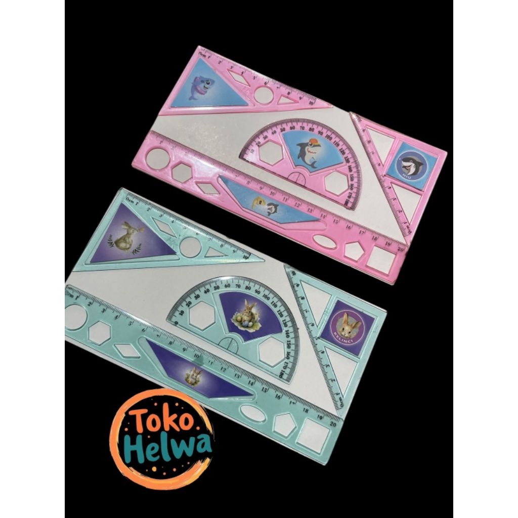 Penggaris set 4pcs Penggaris sekolah penggaris anak lucu