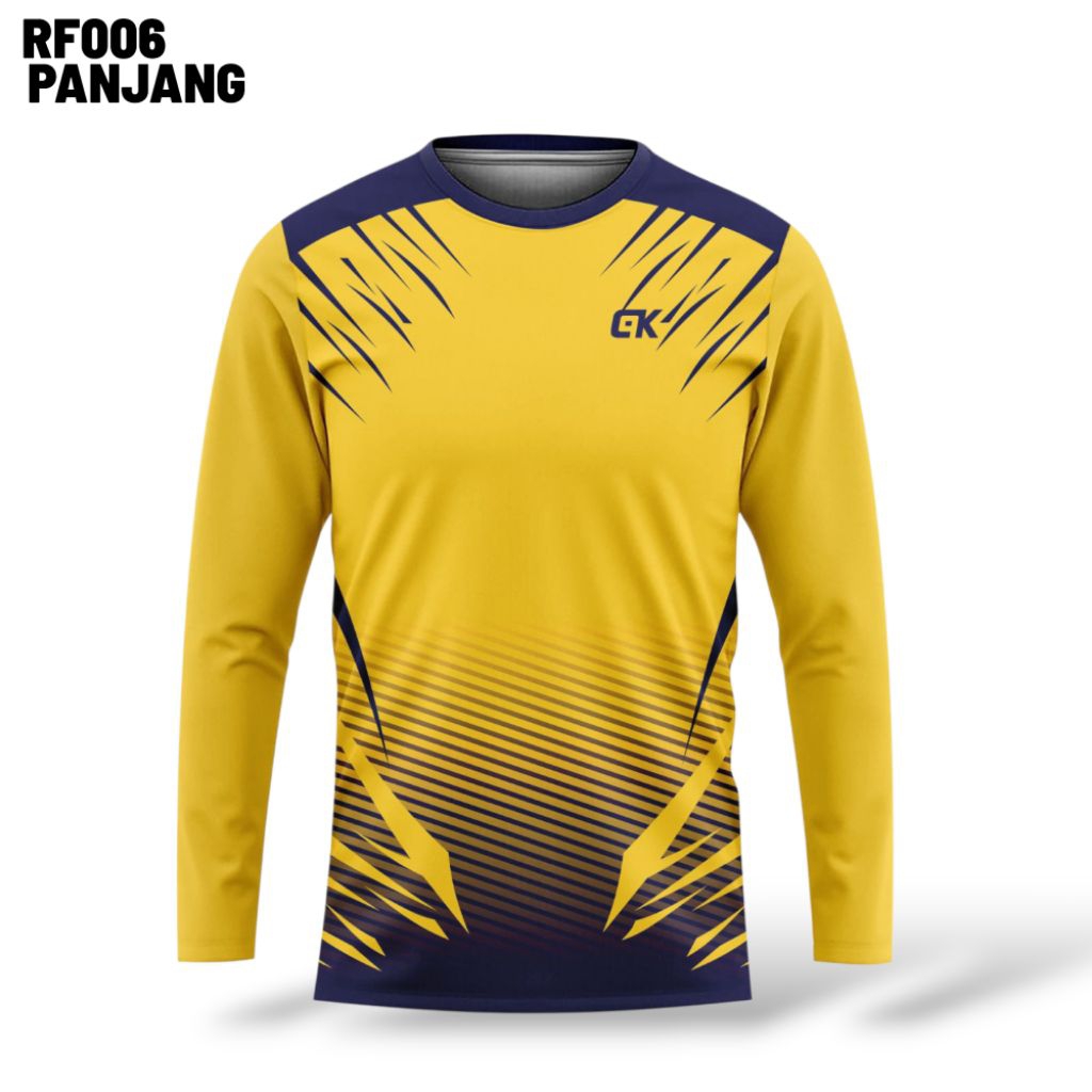 LENGAN PANJANG FULPRINTNG KAOS OLAHRAGA JERSEY BATMINTON SEPAK BOLA FUTSAL SENAM LARI GYM SIZE L XL 
