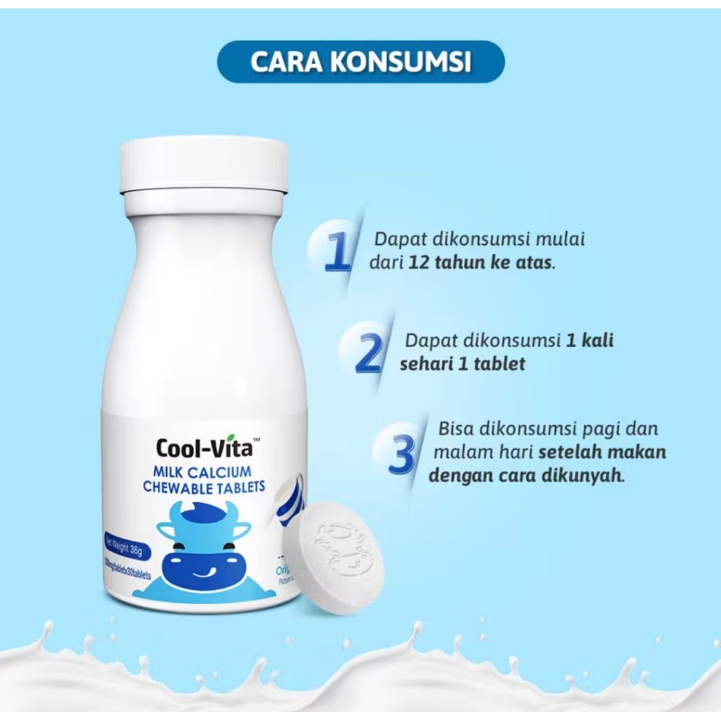 coolvita milk calcium chewable tablets original flavor supplemen peninggi badan