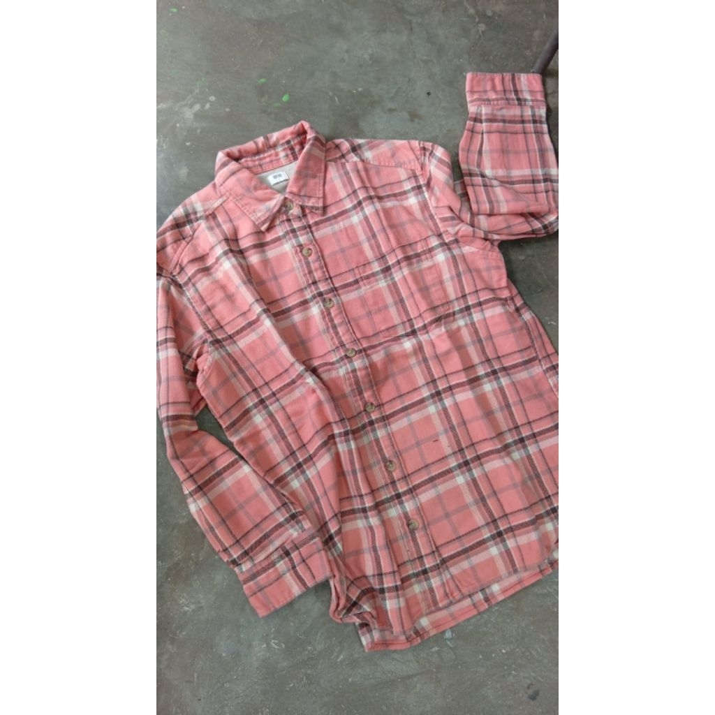 UNIQLO, Kemeja wanita Flanel PINK PL size S