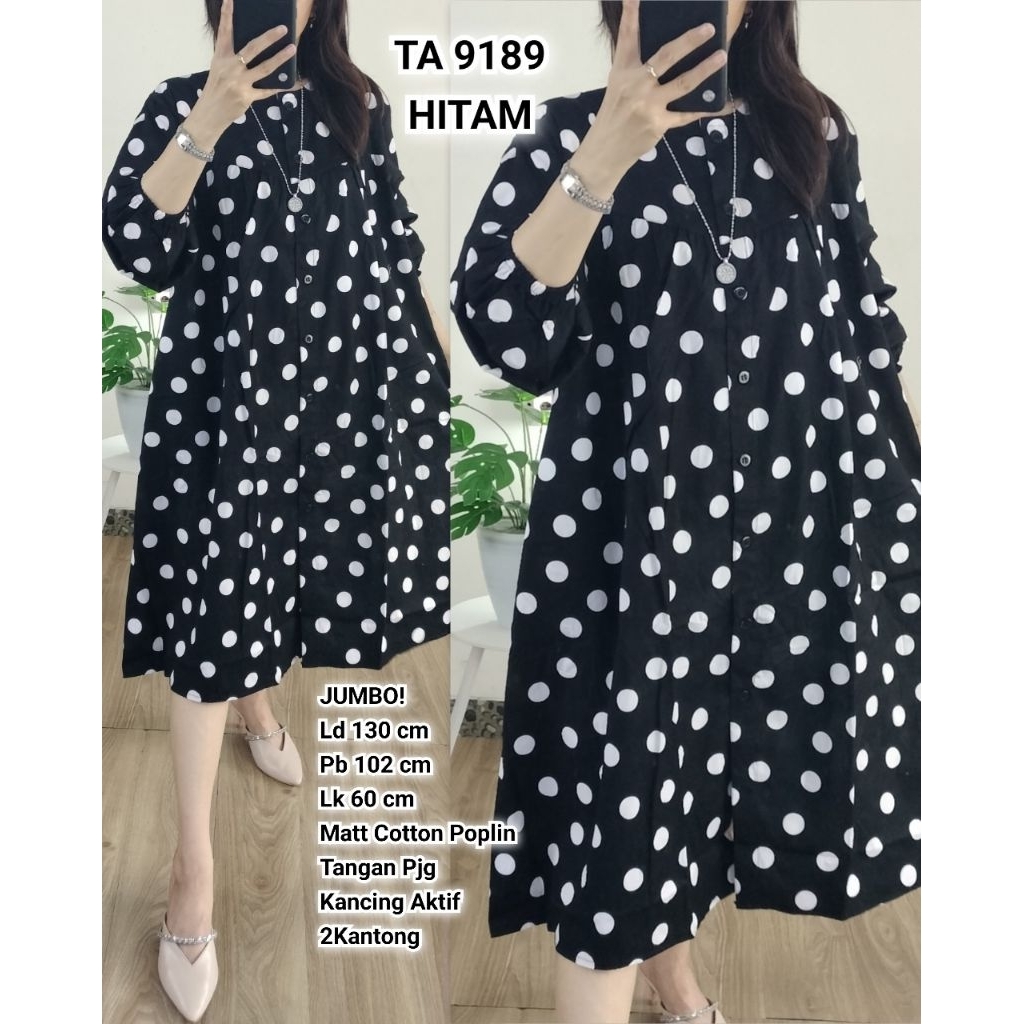 TA 9189# Tunik Jumbo Cotton Poplin Polkadot