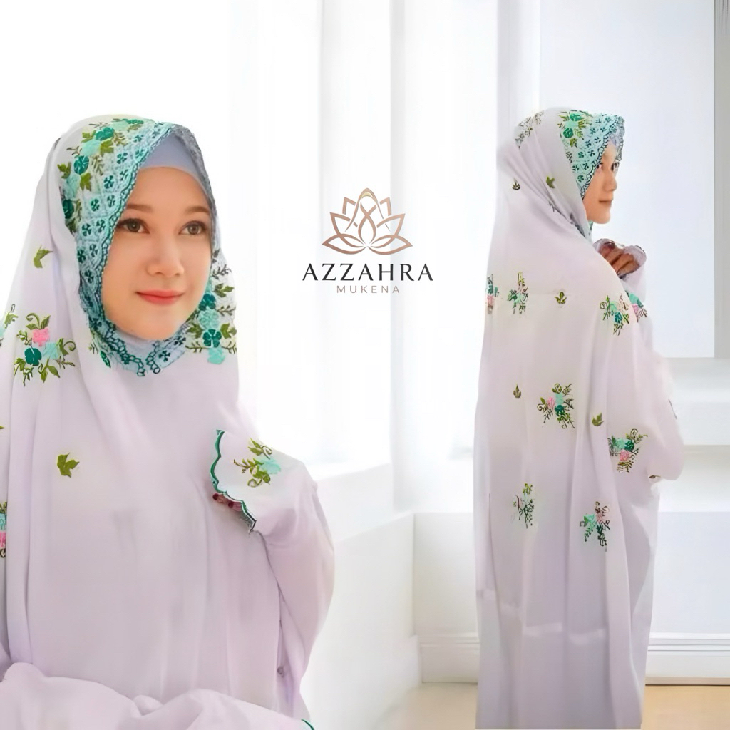 BEST SELLER Mukena Terusan Mewah Bordir Bunga Elegan Khas Kudus Adem Nyaman, Mukenah Lajuran/Langsun