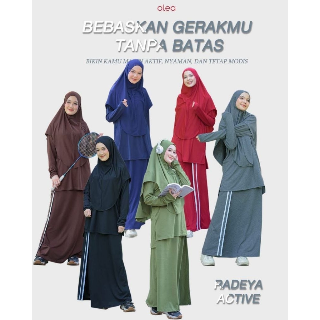 Radeyya Active One Set Hijab Sporty Setelan Olahraga Wanita Muslimah by Olea