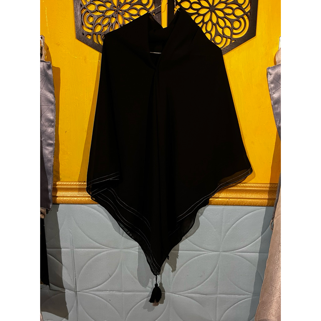 KHIMAR INSTAN . HIJAB HITAM VARIASI TASEL . HIJAB VIRAL  . HIJAB TEMBORO