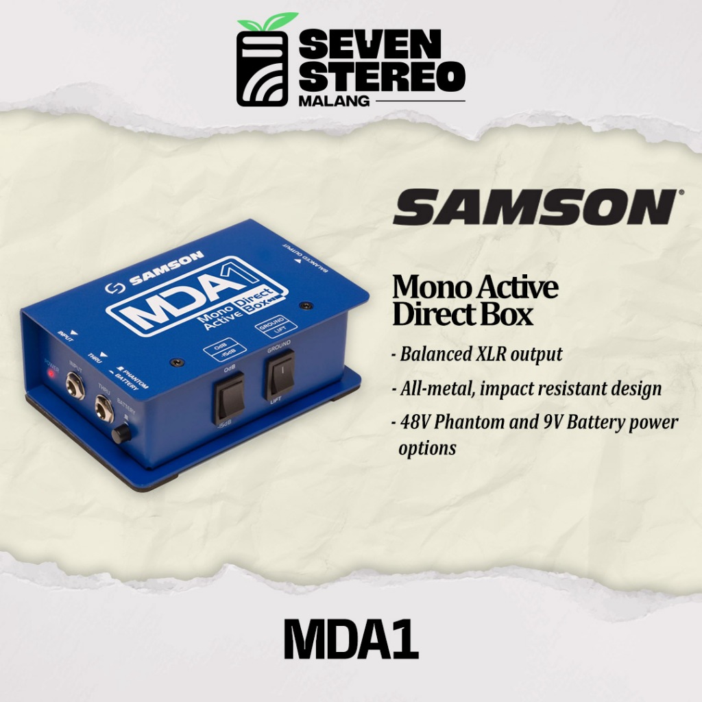 Samson MDA1 Active Mono Direct Box - Active Mono DI untuk Gitar, Bass & Instrumen Akustik Solusi Sin