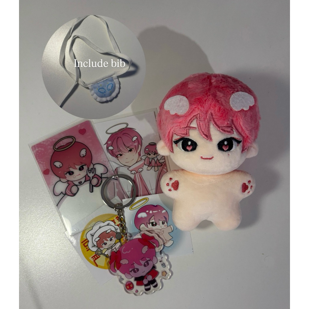 [free cahol+free pc ofc random] doll sunoo angelnoo pink hair enhypen 10 cm