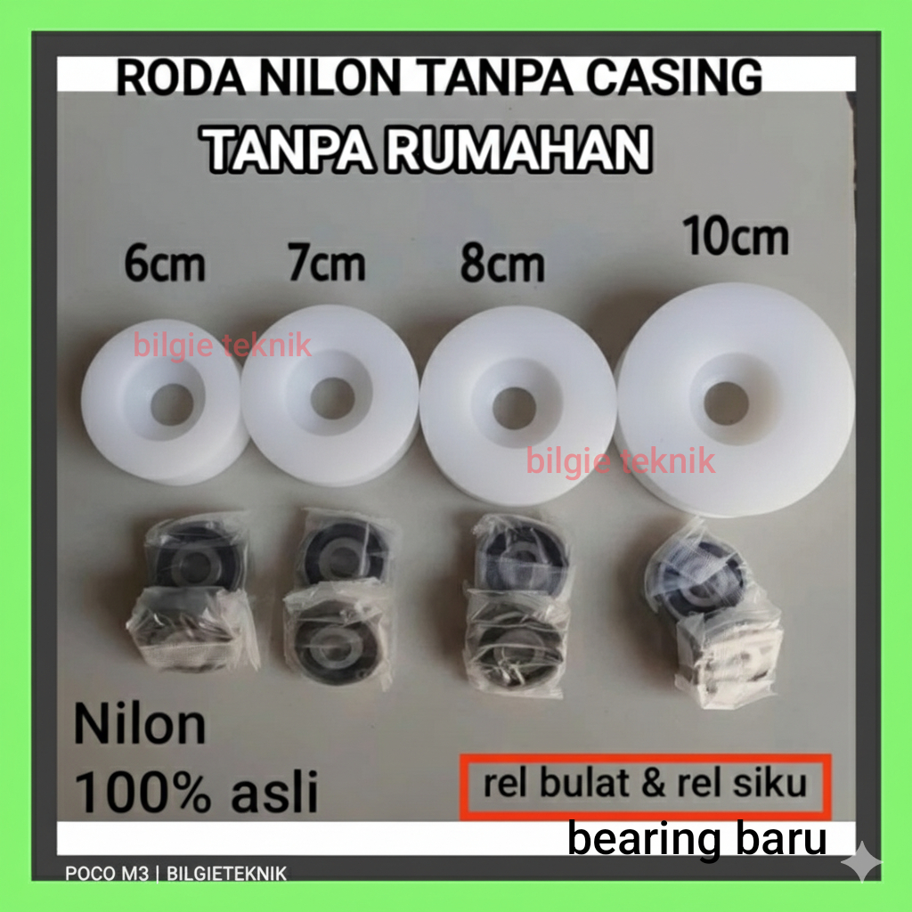 roda pagar besi nilon tanpa casing uk 6 cm 7cm 8cm 10cm tanpa rumah Pintu Gerbang Pager Besi laher b