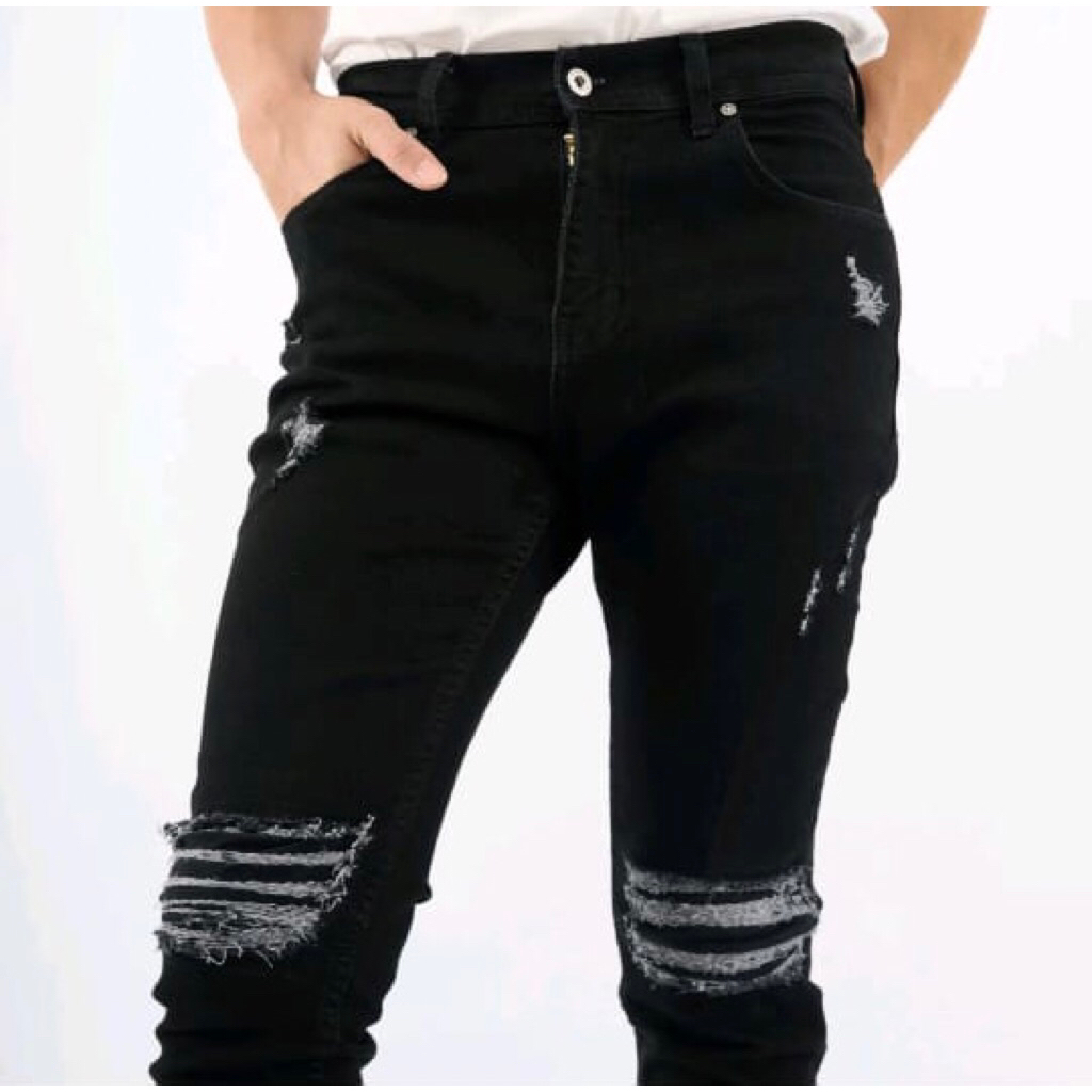 Preloved Jaket Jeans sobek pria