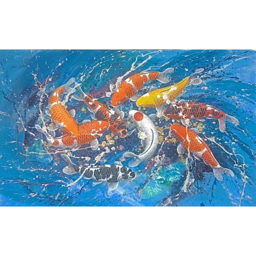 lukisan ikan koi abstrak moderen