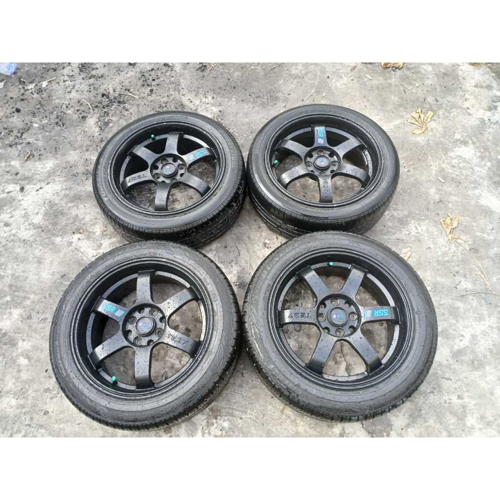 VELG MOBIL RACING TE37 RING 16 LEBAR 7 LUBANG BAUT PCD 4X100, 4X114 + BAN DUNLOP 195 55 R16 PELEK