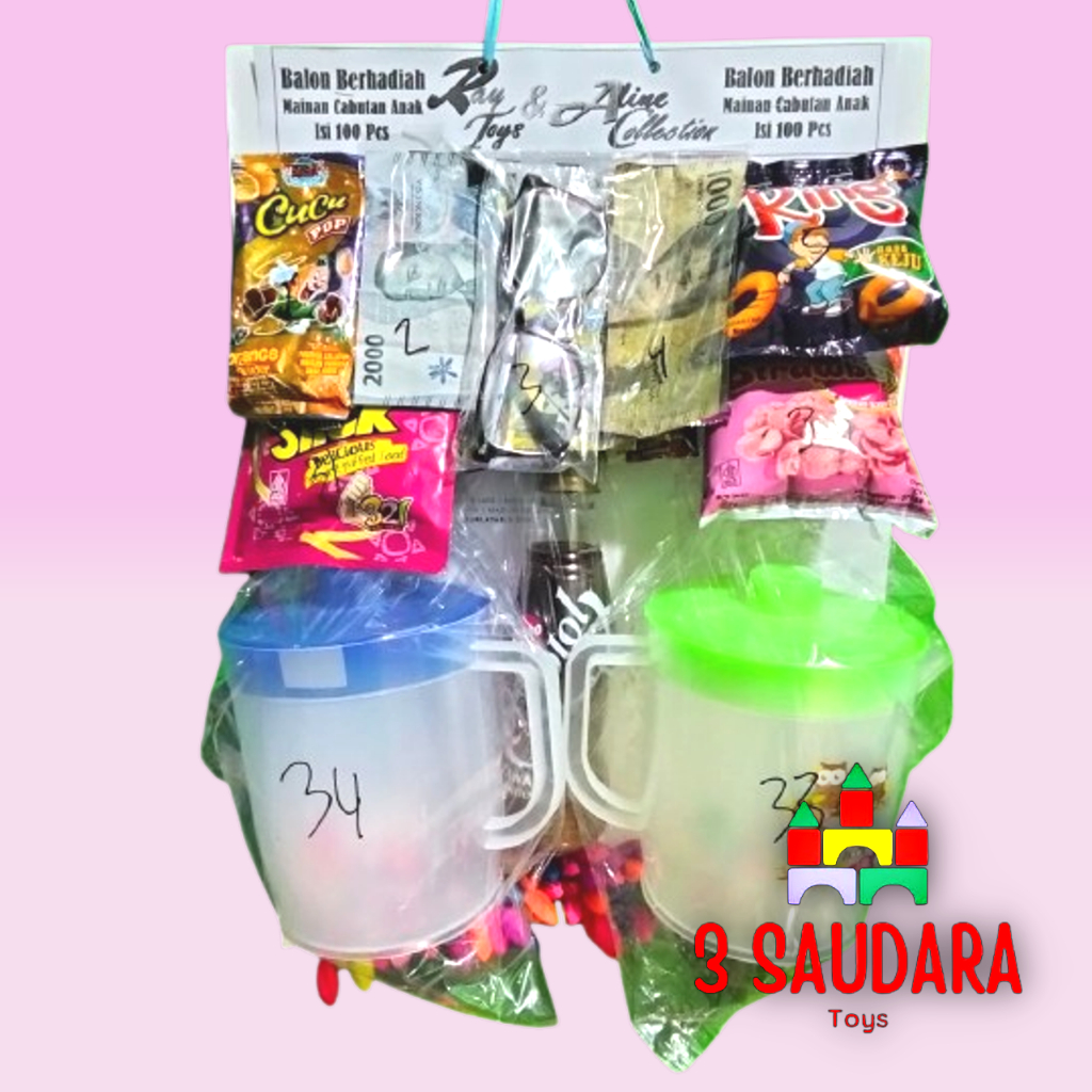 Murah Lotre Balon Cabutan Berhadiah Isi 100 Pcs. TK2