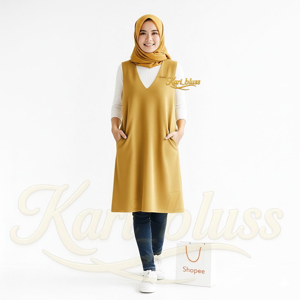 Bunaghi.id Inner Tunik Longvest Singlet Panjang Tanktop Long Outer Wanita Terbaru Rompi Fashionable