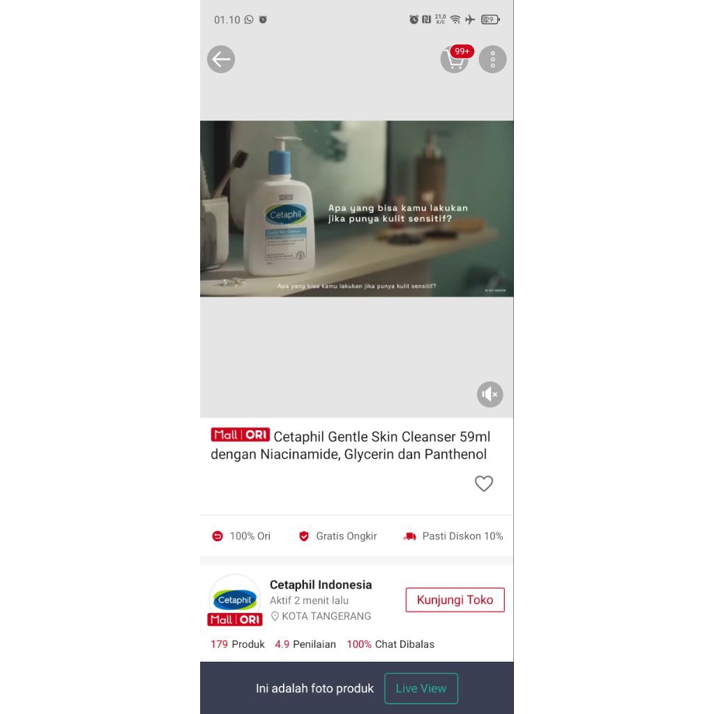 Cetaphil Gentle Cleaner (Pencuci Muka) Preloved