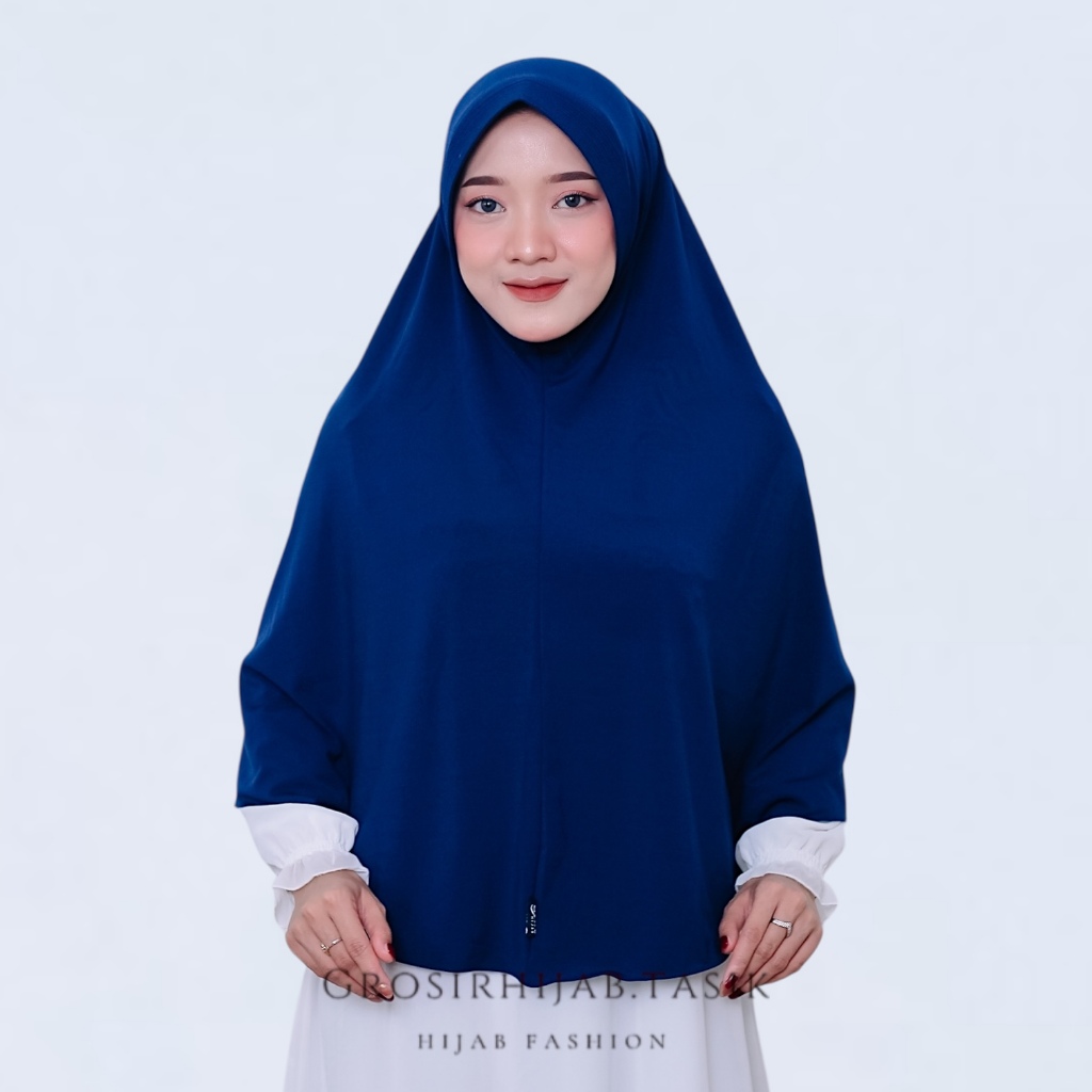 CHR HIJAB KERUDUNG POLOS JERSEY SUPER WARNA NAVY ORIGINAL