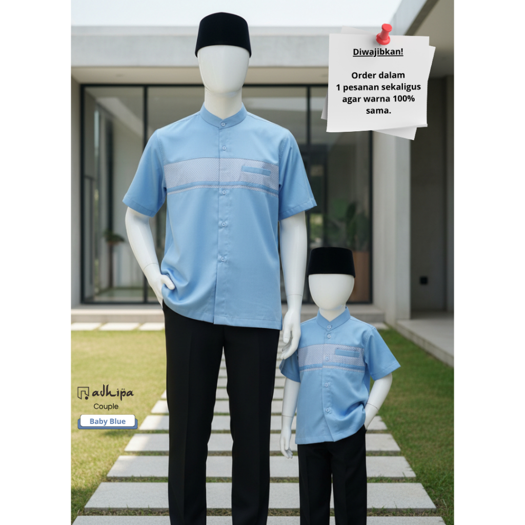 Koko Couple Sarimbit Songket Ayah Anak warna Baby Blue / Biru Muda