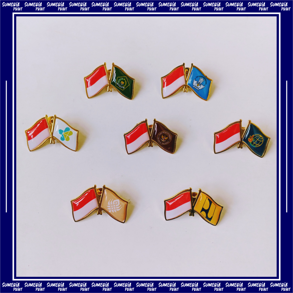Custom Pin Bros Lencana Logo Kementerian, BUMN, Instansi, Organisasi Kuningan Emas (Terima Satuan)