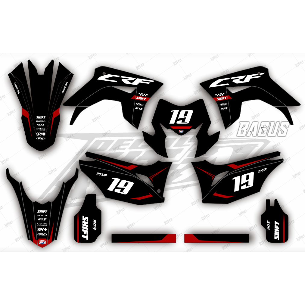 Stiker CRF 150L decal setiker CRF 150L stiker motor supermoto hitam putih