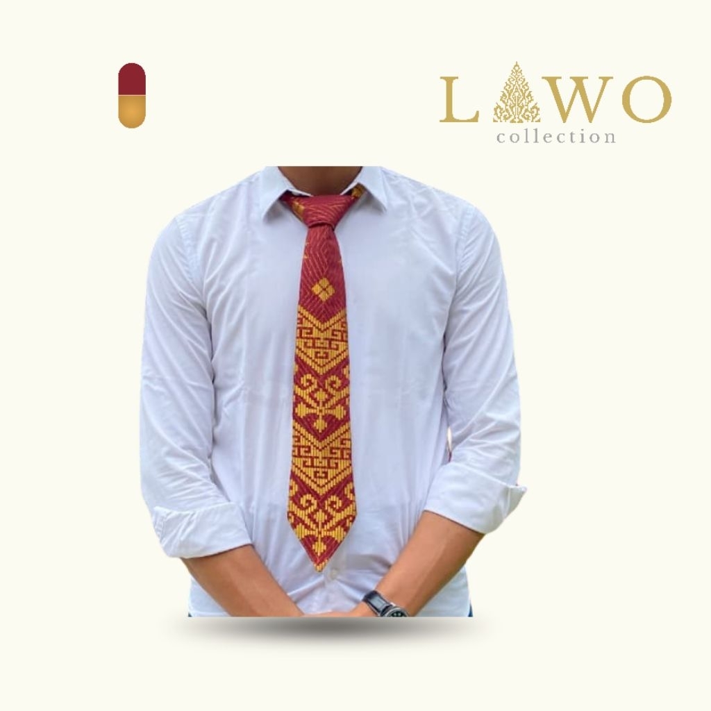Dasi Songket Melayu Riau Merah Gold